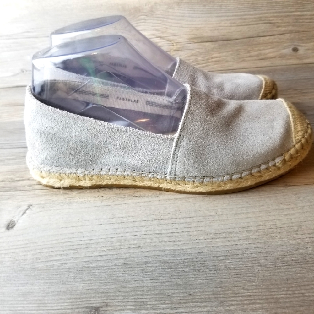 Anthropologie Fabiolas Gray Suede Slip On Loafer Espadrilles
